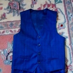 Boys suit.  Blue with Black pin stripes